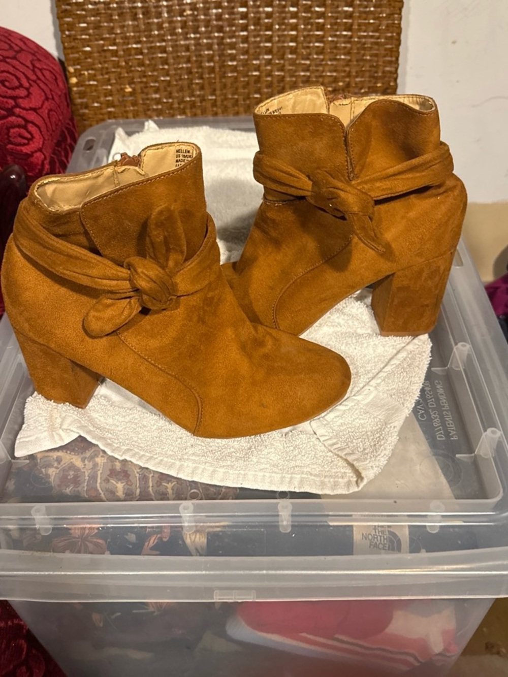 JustFab Suede Knot Ankle Booties - Brown